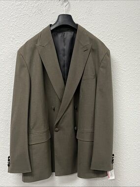 Topman Olive Green Double-Breasted Blazer
#1180